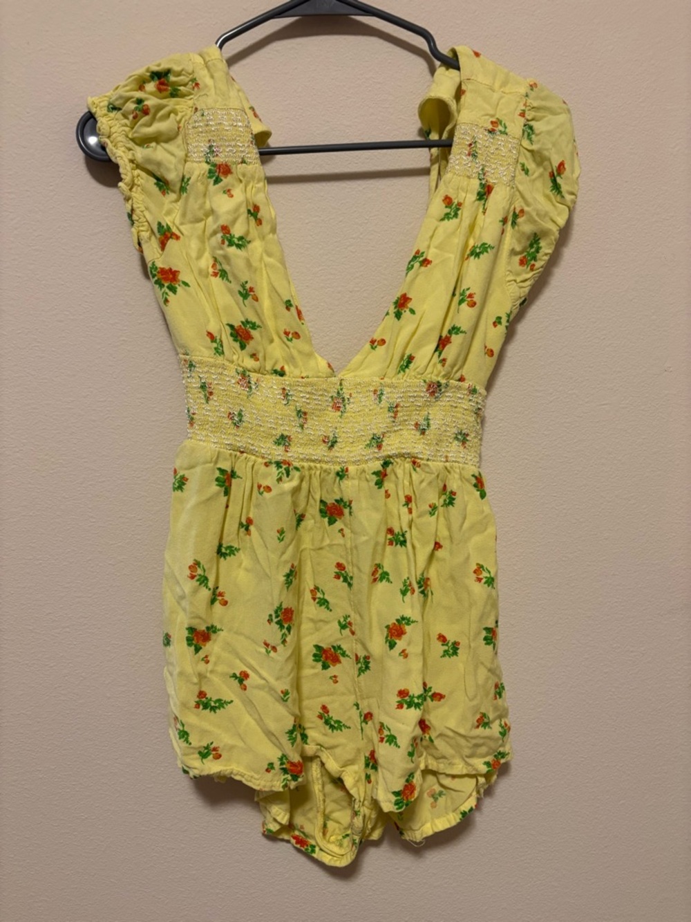 Urban Outfitters Yellow Floral Smocked Kids One-Piece